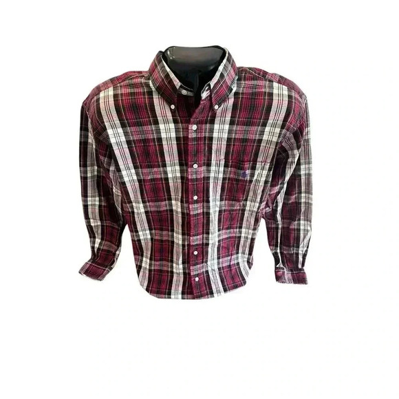 Men's Ralph Lauren Blue Label Size Large Red Plaid Button Down Long Sleeve Shirt - Picture 14 of 16